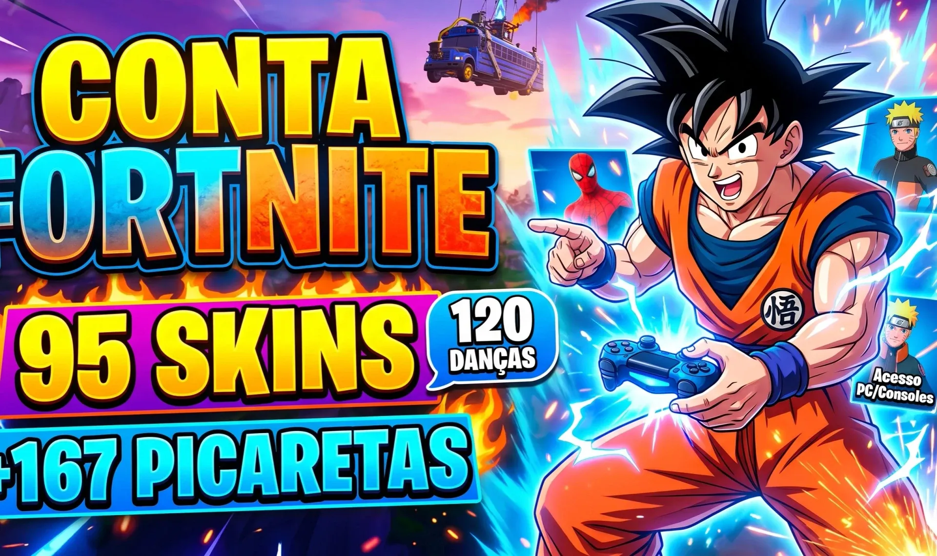 Fortnite Conta com 95 Skins, 167 Picaretas, 120 Danças +.... — imagem 1