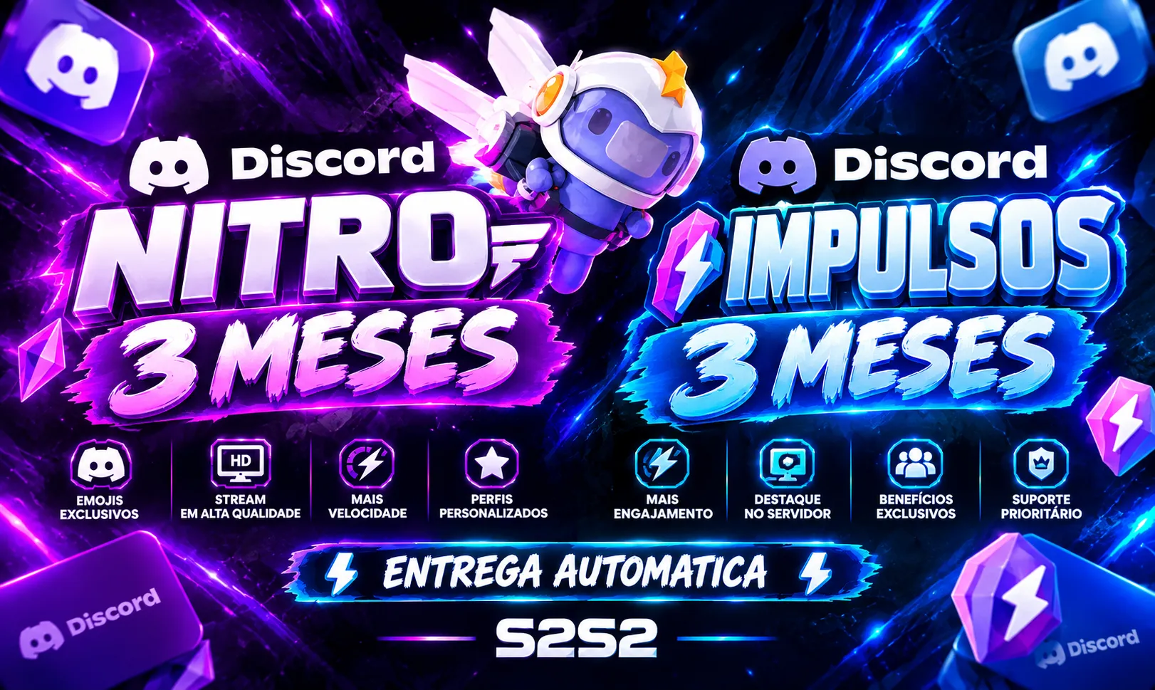 Discord nitro 3 meses/ impulsos[entrega automática] — imagem 1