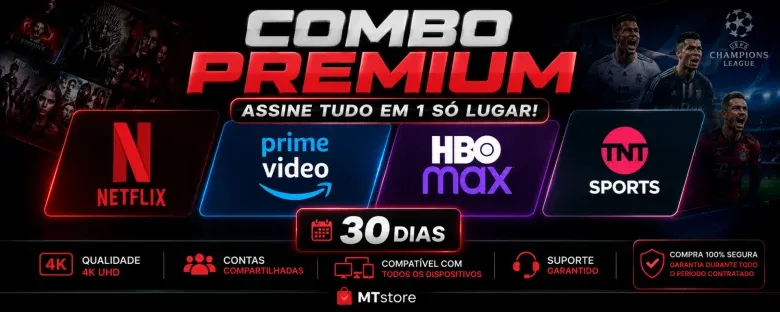 🎬 Combo Premium Netflix + Hbo Max + Prime Video + TNT — imagem 1