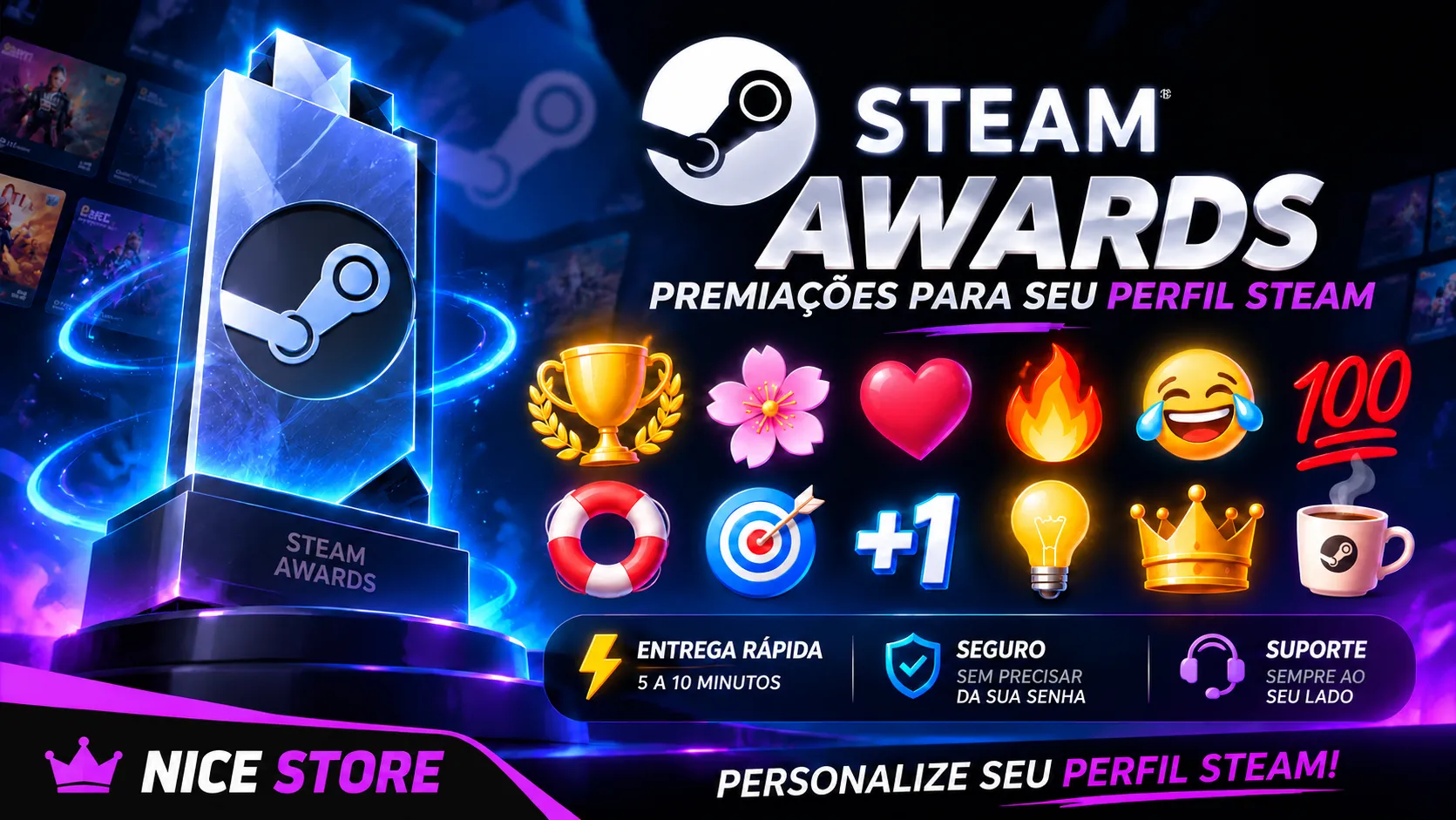 STEAM AWARDS | PREMIAÇÕES PARA PERFIL | ENTREGA RÁPIDA — imagem 1