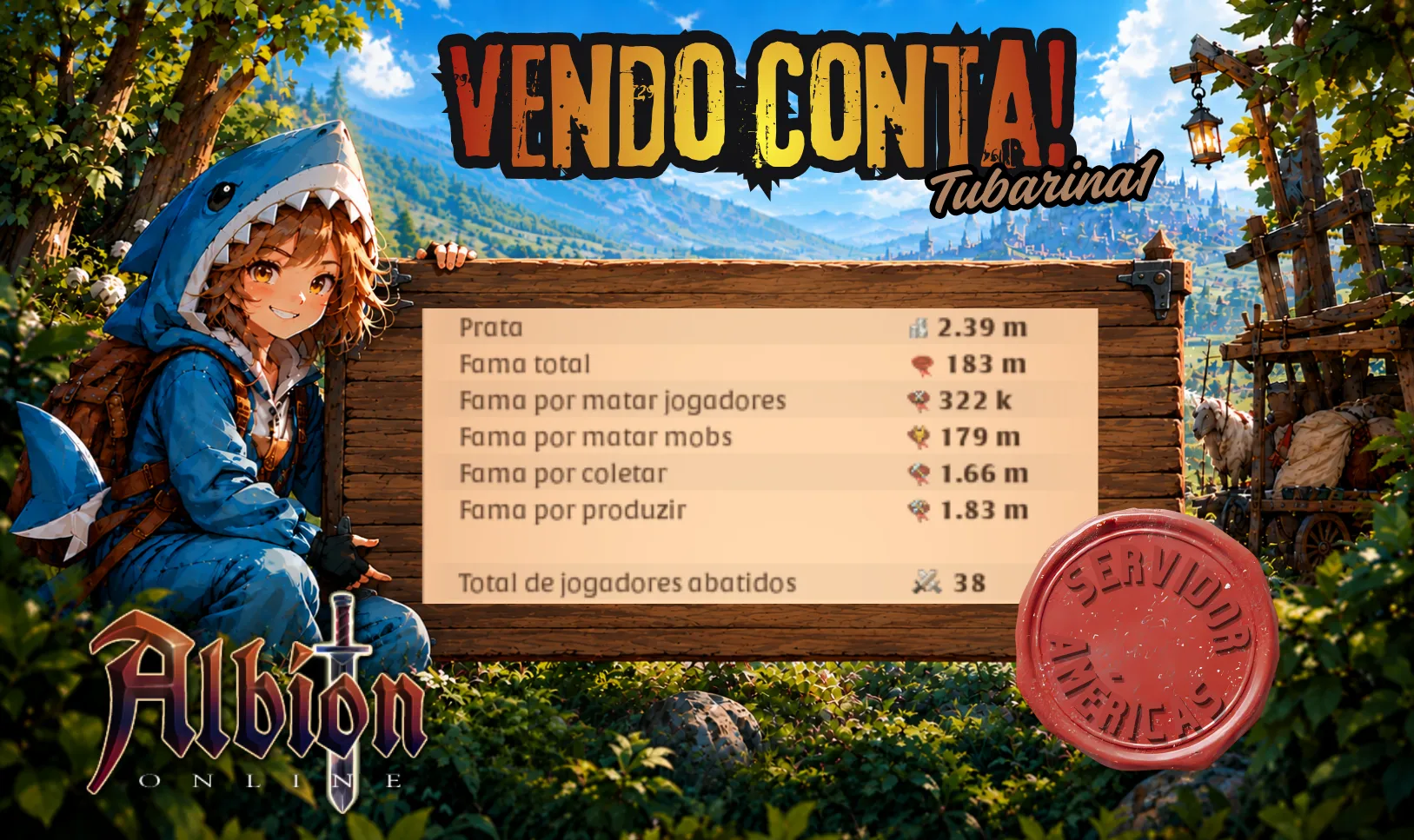 🌸 PROMO! 🌸 Conta Albion: 183m fama total + Coleta Pedra T8 — imagem 1