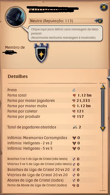 Conta Albion com 1.12bn de Fama Total + 494.9m Fama Amarela — imagem 1