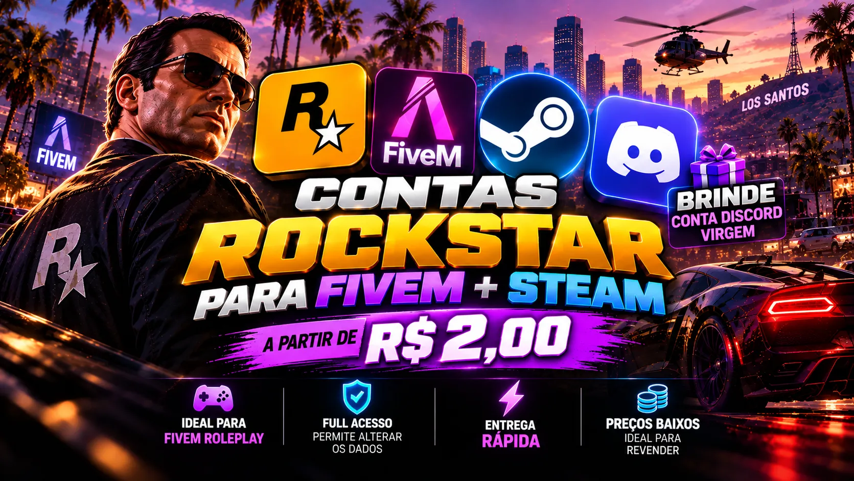 ROCKSTAR PARA FIVEM ROLEPLAY + STEAM + BRINDE | FULL ACESSO — imagem 1