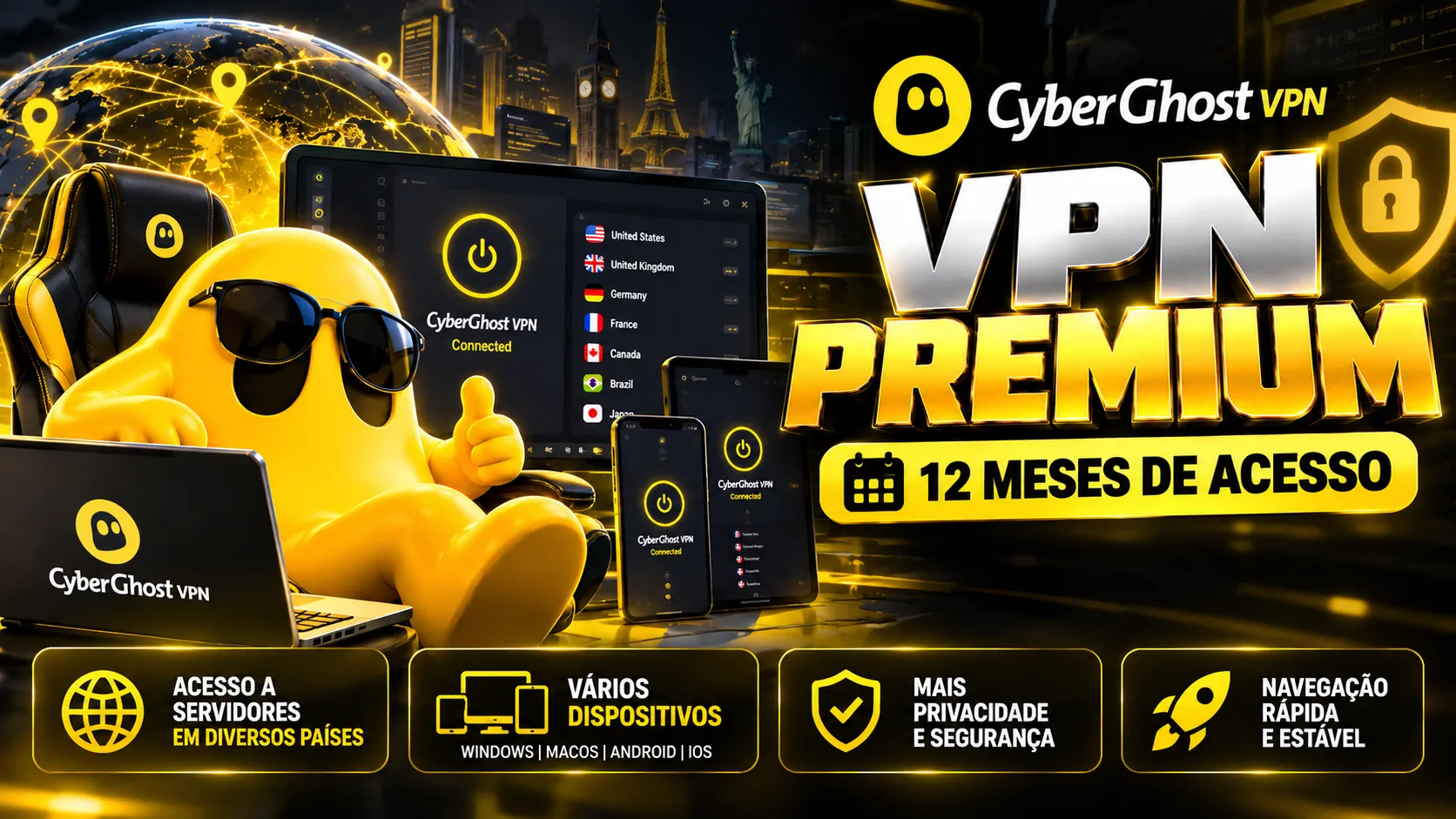 VPN CYBERGHOST PREMIUM 12 MESES | ENTREGA AUTOMÁTICA — imagem 1