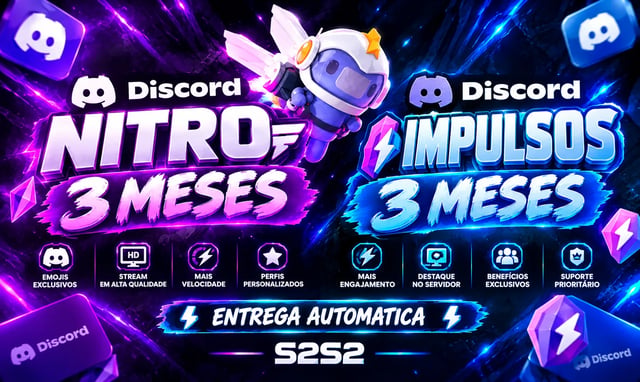 Discord nitro 3 meses/ impulsos[entrega automática]