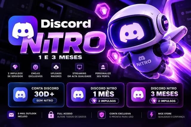 CONTA DISCORD NITRADA | NITRO 1 E 3 MESES | MENOR PREÇO